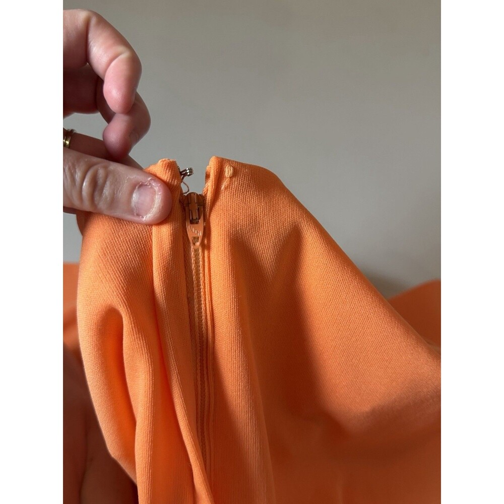 Vintage Lady Laura Toni Todd Neon Orange 70s Maxi Dress L/S - Picture 15 of 16